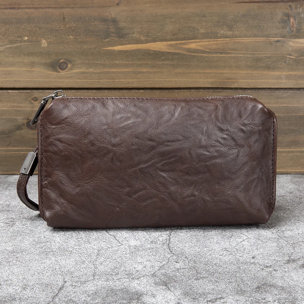 Men Cowhide Clutch Purse Bag M - Travel Organizer Men recension och pris