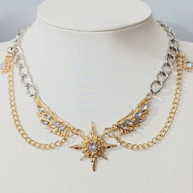 Gothic Punk Gold Color Wings S - Men Accessories Neck Chain recension och pris